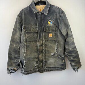 Carhartt Mens FR Traditional Jacket Size M Distressed Thrashed Wrecked Faded